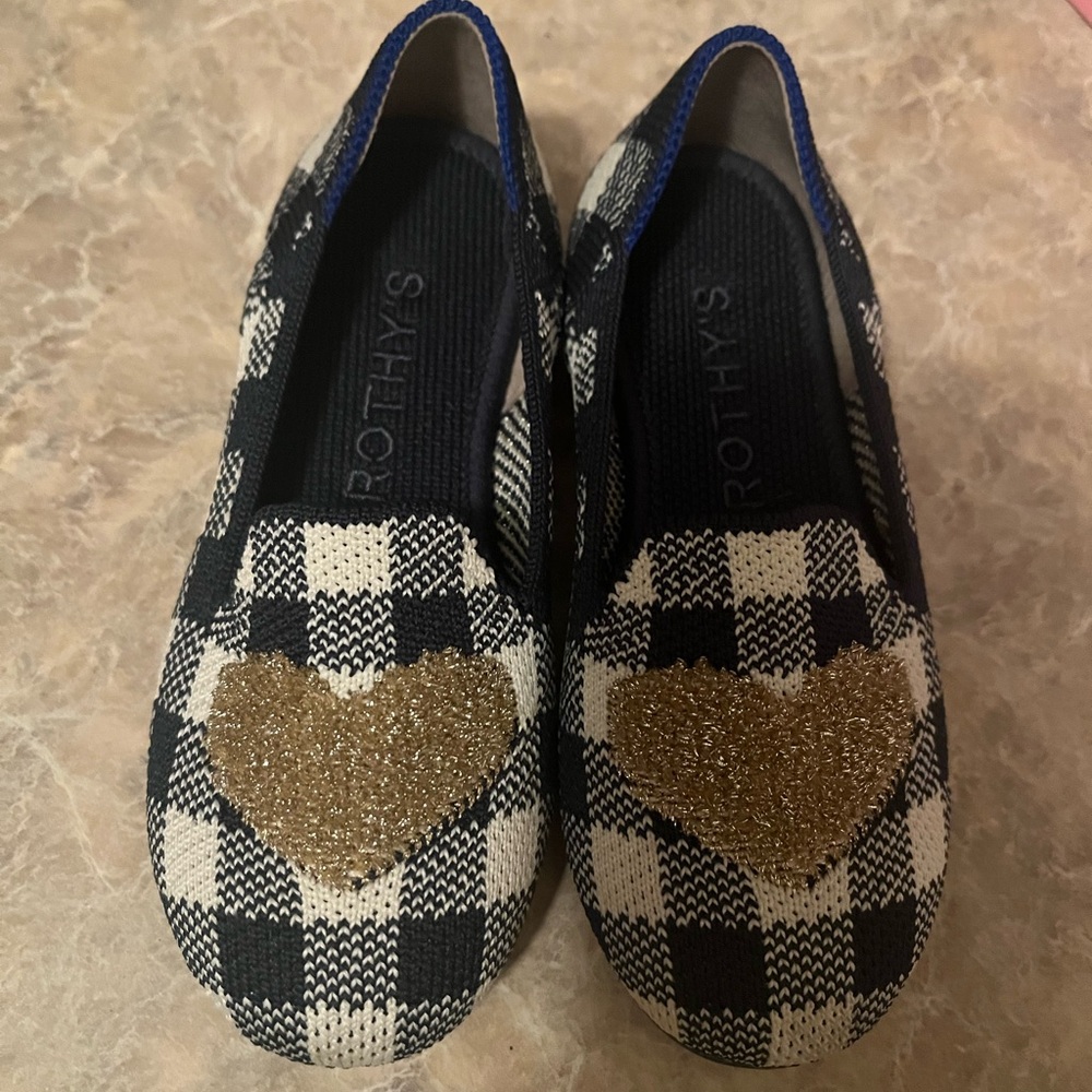 Rothy's Checkered Flats with Gold Heart